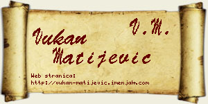 Vukan Matijević vizit kartica